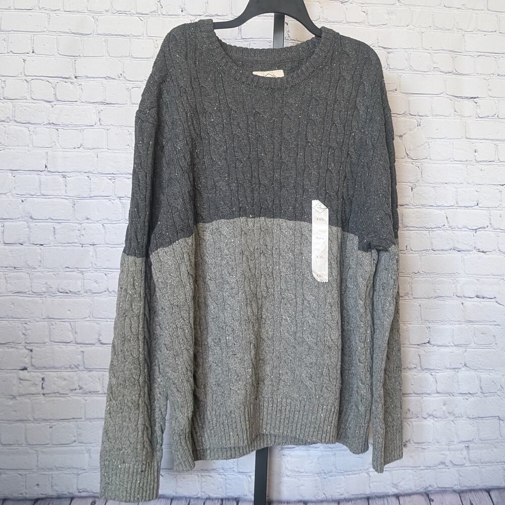St John's Bay Men's Cable Knit Sweater Gray - Size XXL- New with Imperfections